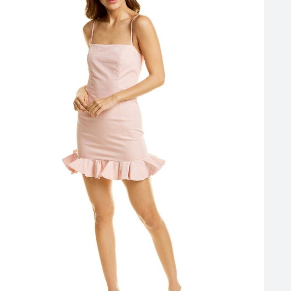 Pale pink mini dress by Bardot - Havana, Blush, Ruffle, Spaghetti Strap NWT